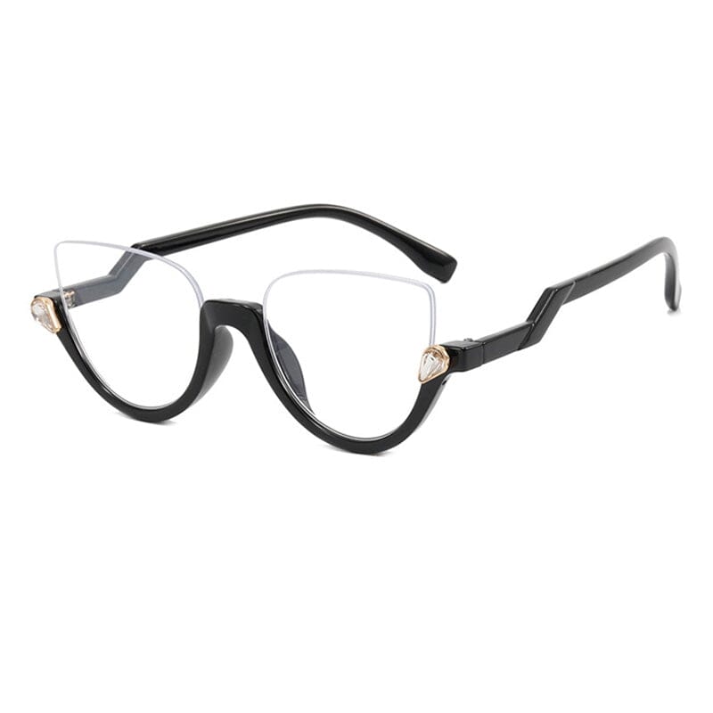 Ag Vintage Semi-Rimless Cat Eye Glasses Frame Cat Eye Frames Southood Black 