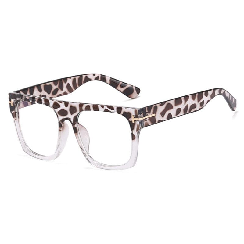 Alonso Unisex Rectangle Couple Glasses Rectangle Frames Southood C13 leopard clear 