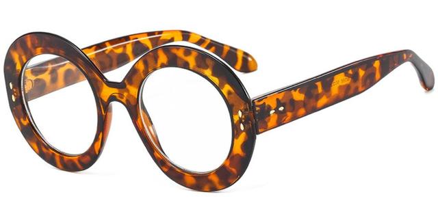 Annabelle Brand Large Round Eyeglasses Frame Round Frames Southood C5 leopard clear 