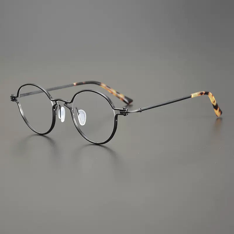 Bjorn Retro Round Titanium Glasses Frame Round Frames Southood Black 