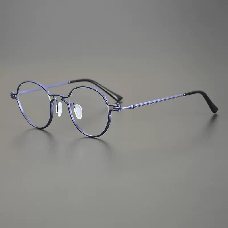 Bjorn Retro Round Titanium Glasses Frame Round Frames Southood Purple blue 