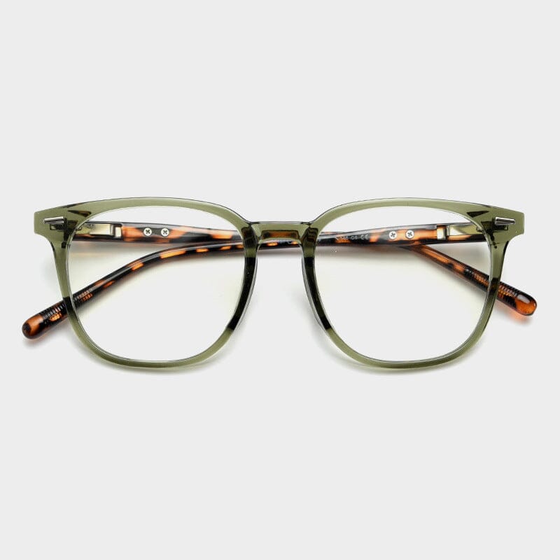 Bliss Vintage TR90 Eyeglasses Frame Rectangle Frames Southood Green Leopard 