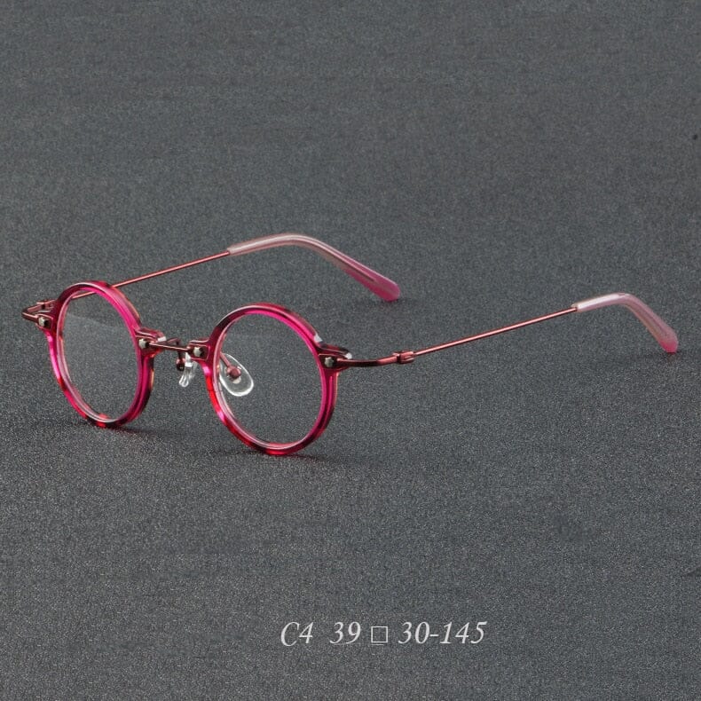 Botolf Vintage Punk Acetate Glasses Frame Round Frames Southood RoseRed 