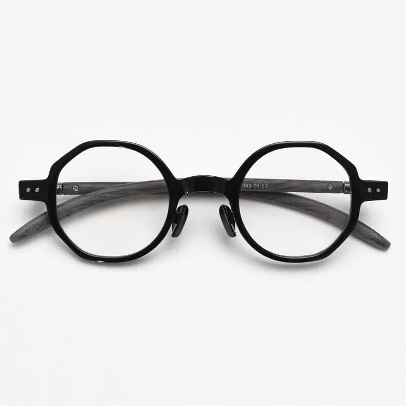 Brok Polygon TR90 Vintage Eyeglass Frame Geometric Frames Southood Black 