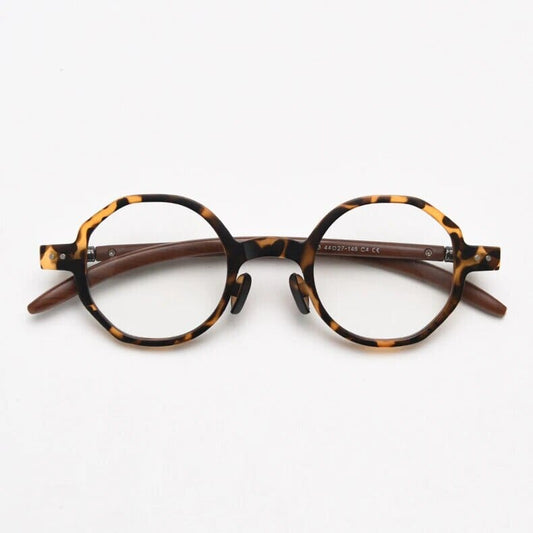 Brok Polygon TR90 Vintage Eyeglass Frame Geometric Frames Southood Leopard 
