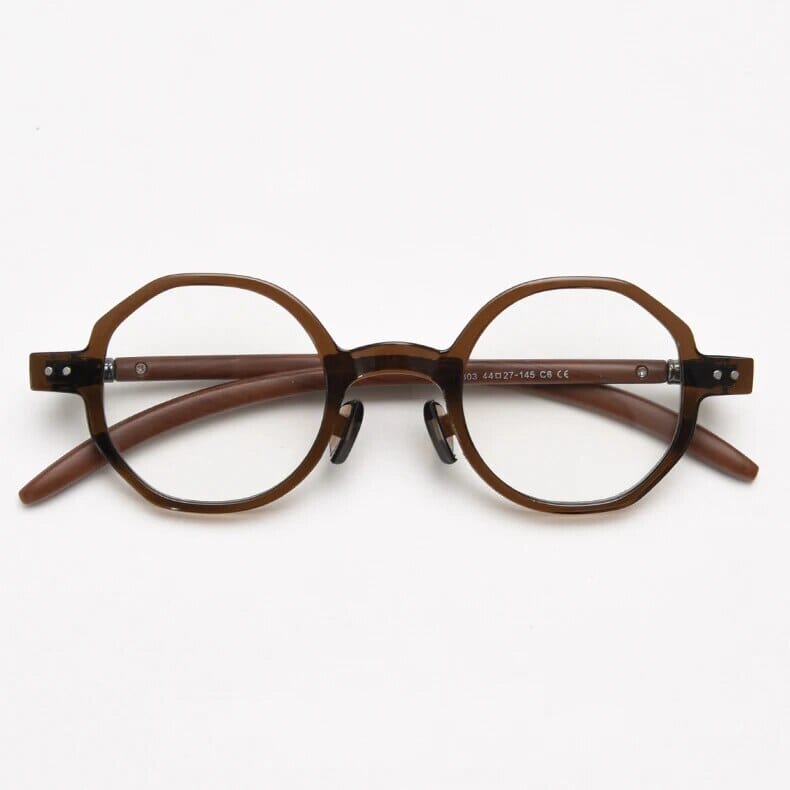 Brok Polygon TR90 Vintage Eyeglass Frame Geometric Frames Southood Tea 