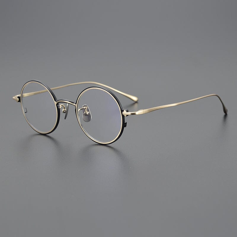 Chris Vintage Round Titanium Eyeglasses Frame Round Frames Southood Black gold 
