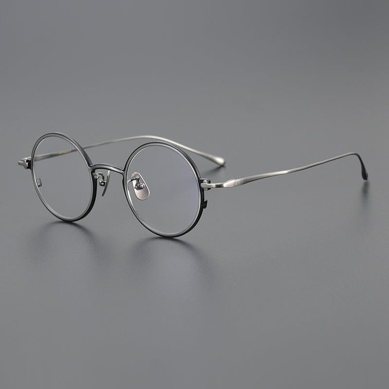 Chris Vintage Round Titanium Eyeglasses Frame Round Frames Southood Black gun 