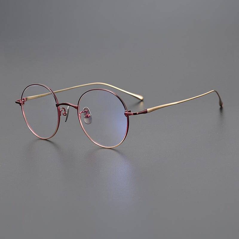 Dael Vintage Round Titanium Eyeglasses Frame Round Frames Southood Red gold 