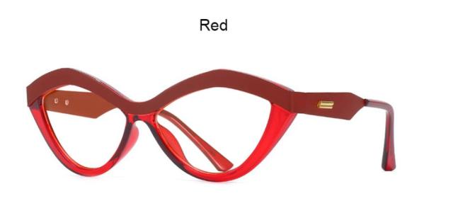 Denise New Cat Eye Glasses Frame Browline Frames Southood C4 red without lens 