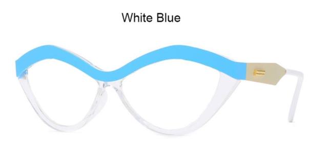 Denise New Cat Eye Glasses Frame Browline Frames Southood C6 blue without lens 