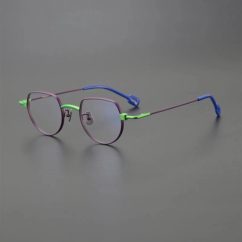 Desire Titanium Geometric Glasses Frame Geometric Frames Southood Purple green 