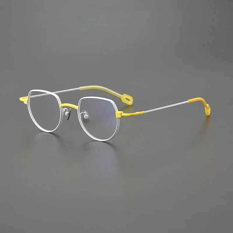 Desire Titanium Geometric Glasses Frame Geometric Frames Southood White yellow 