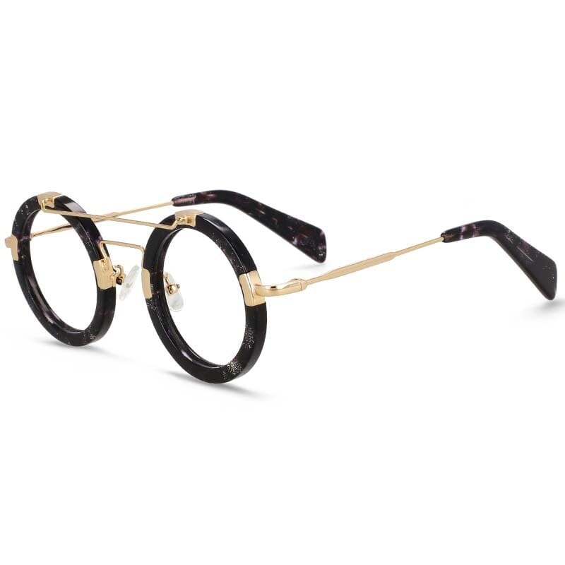 Edra Vintage Acetate Round Optical Glasses Frame Round Frames Southood MarbleGrain 