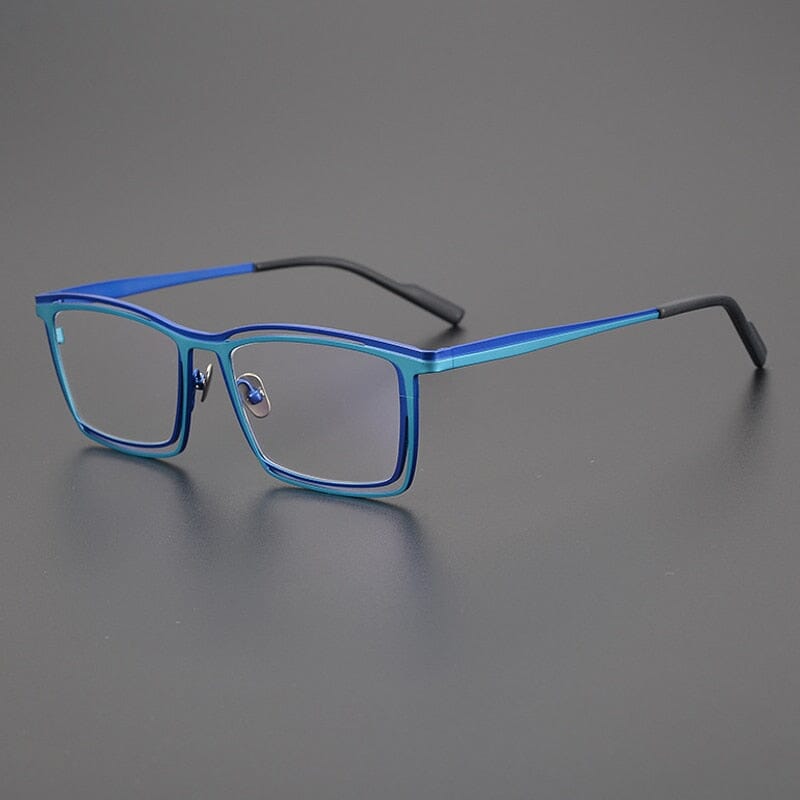 Edwy Square Titanium Glasses Frame Rectangle Frames Southood Blue 