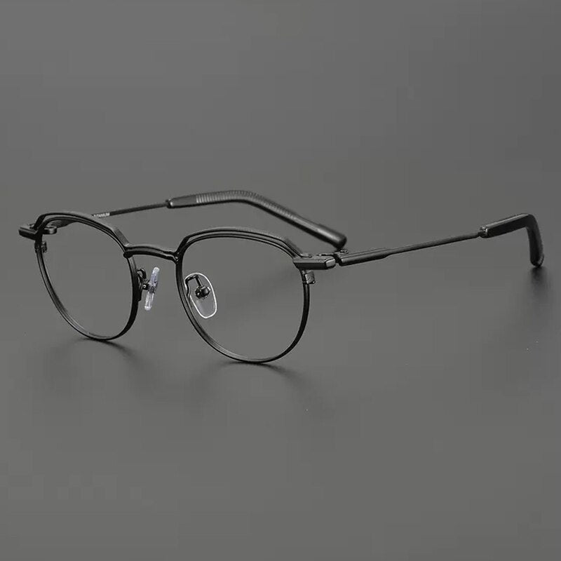 Eloise Vintage Titanium Eyeglasses Frame Round Frames Southood Black 