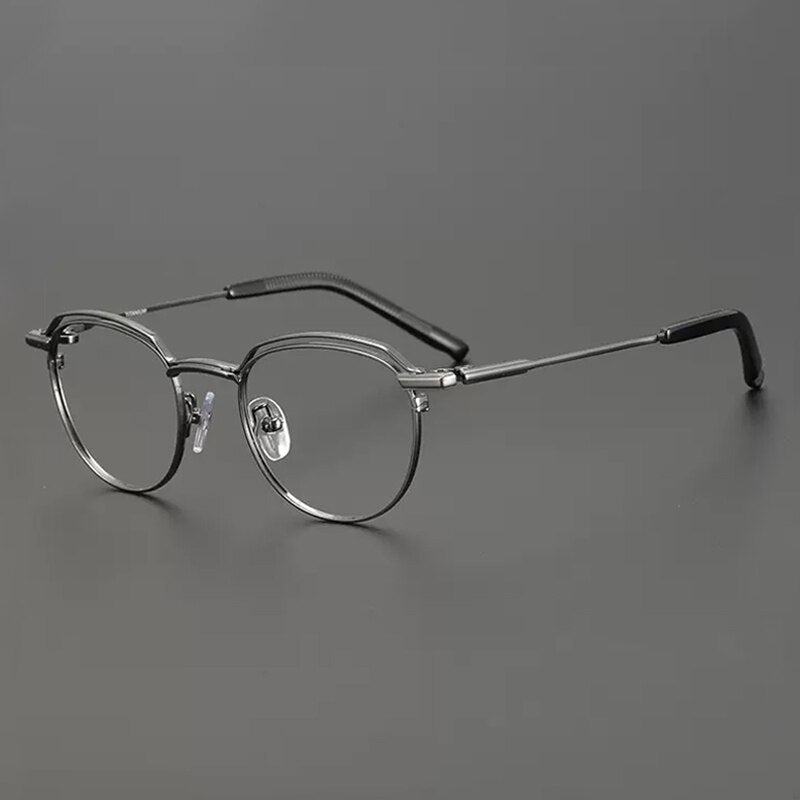 Eloise Vintage Titanium Eyeglasses Frame Round Frames Southood Gun 