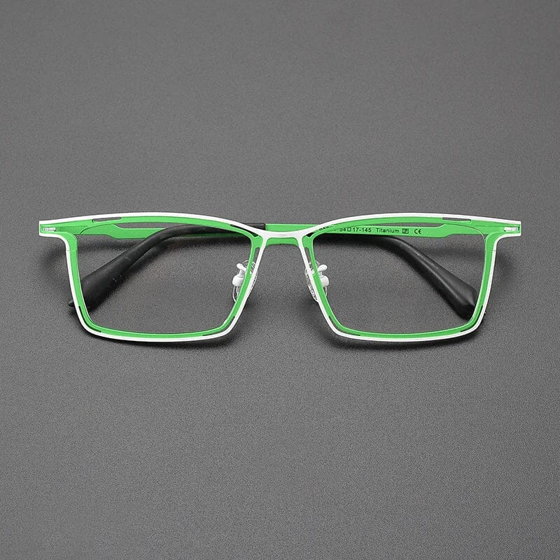 Ewert Rectangle Titanium Glasses Frame Rectangle Frames Southood White Green 