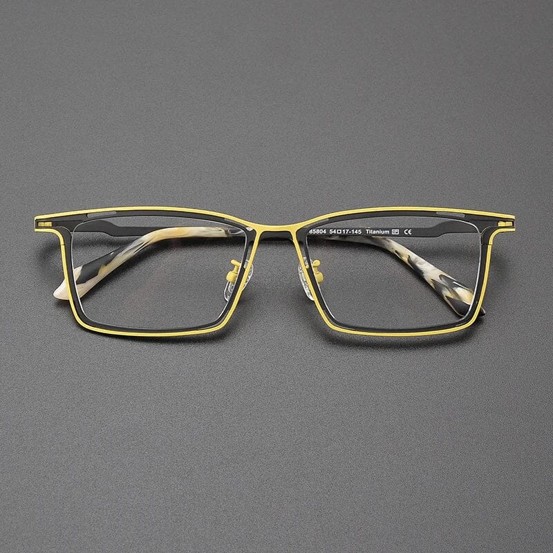 Ewert Rectangle Titanium Glasses Frame Rectangle Frames Southood Yellow Black 