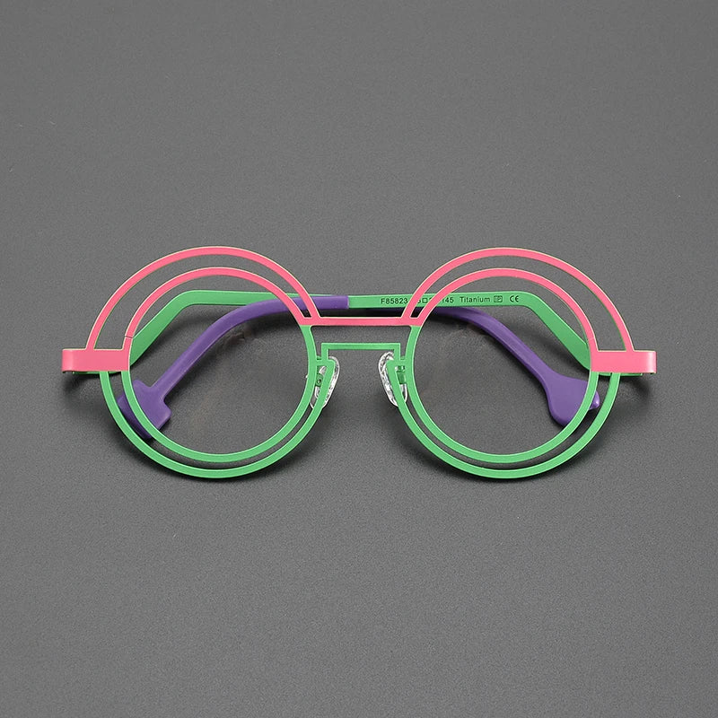 Faron Round Titanium Glasses Frame Round Frames Southood Pink Green 