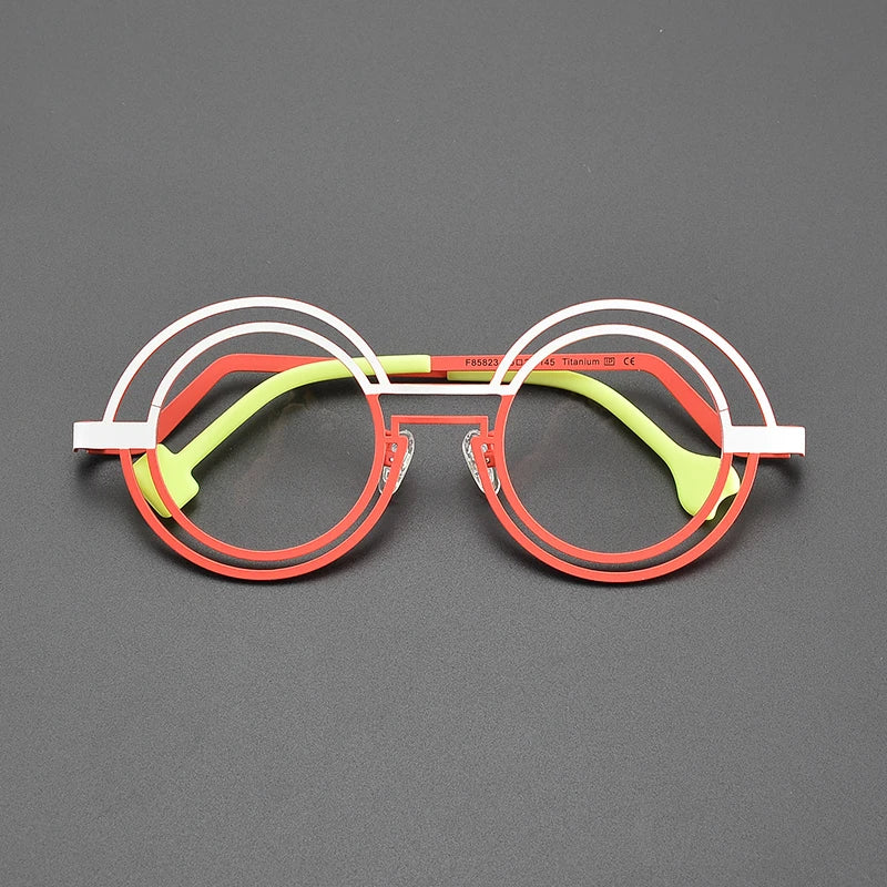 Faron Round Titanium Glasses Frame Round Frames Southood White Red 
