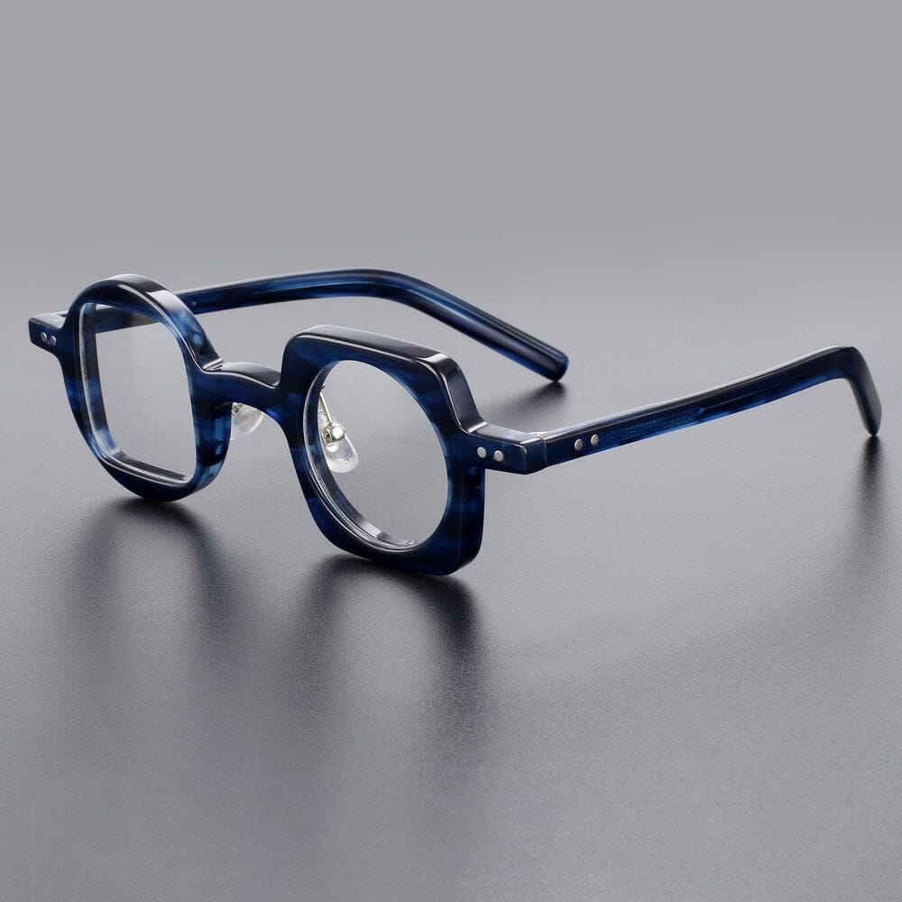 Hagly Vintage Acetate Glasses Frame Geometric Frames Southood Blue leopard 
