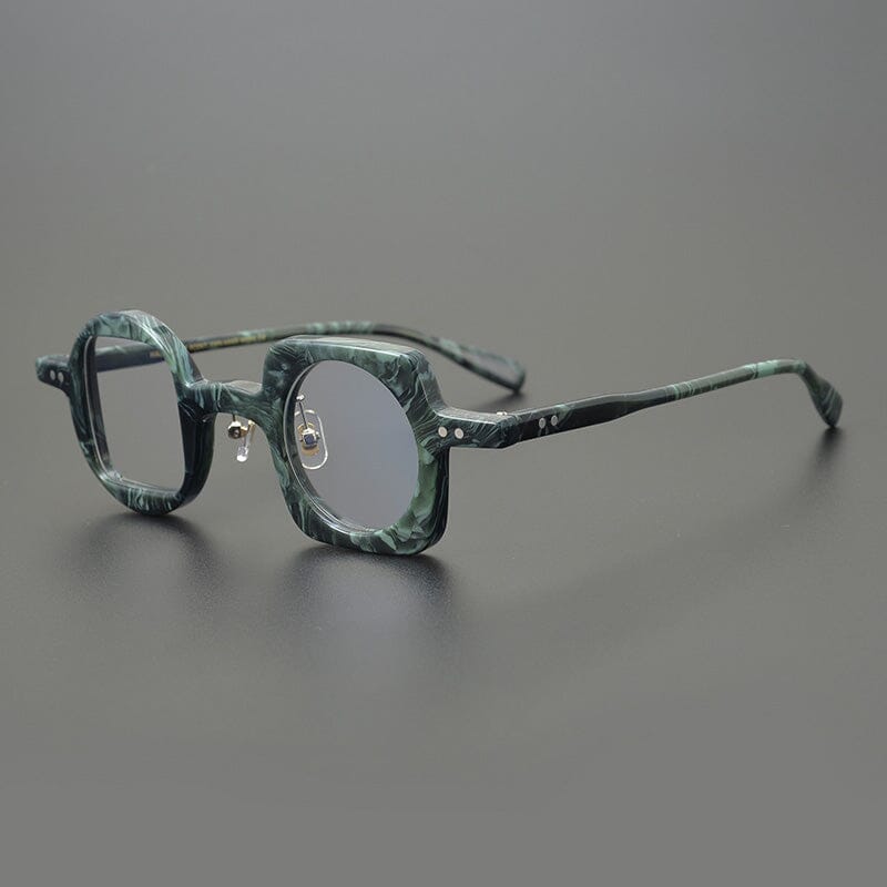 Hagly Vintage Acetate Glasses Frame Geometric Frames Southood Green leopard 
