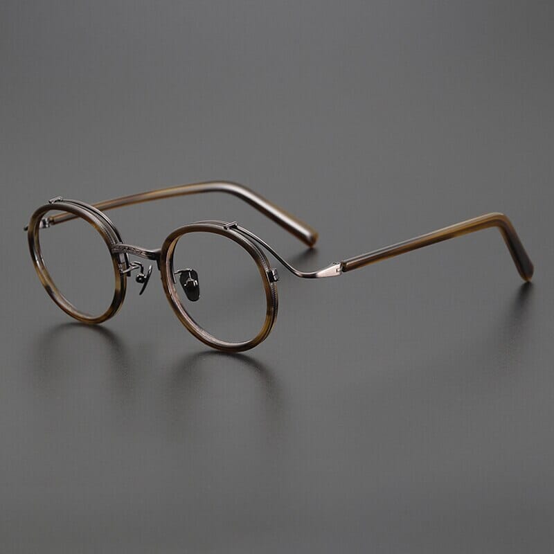 Hank Premium Series Vintage Acetate Round Glasses Frame Round Frames Southood Striped Brown 