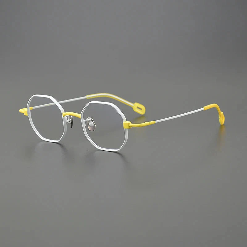 Hearne Polygon Titanium Glasses Frame Geometric Frames Southood White Yellow 