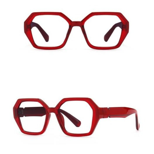 Jodie Retro Neon Polygon Glasses Frame Geometric Frames Southood C3 red clear 