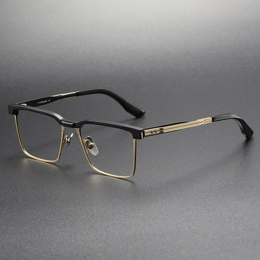 Kace Square Titanium Glasses Frame Rectangle Frames Southood BlackGold 