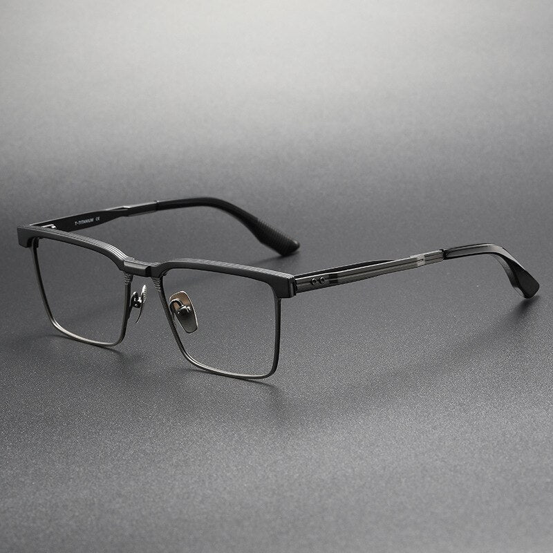 Kace Square Titanium Glasses Frame Rectangle Frames Southood BlackGun 