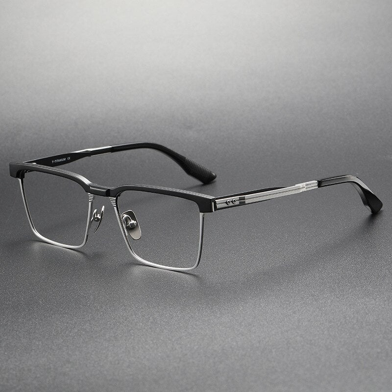 Kace Square Titanium Glasses Frame Rectangle Frames Southood BlackSilver 