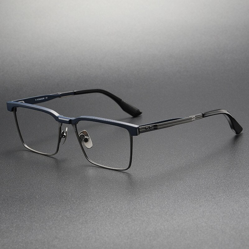 Kace Square Titanium Glasses Frame Rectangle Frames Southood GunBlued 