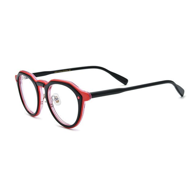 Kaylaa Vintage Acetate Glasses Frame Round Frames Southood Black-red 