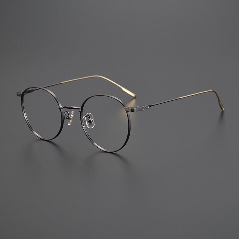 Kingston Vintage Titanium Eyeglasses Frame Round Frames Southood Coffe Gold 
