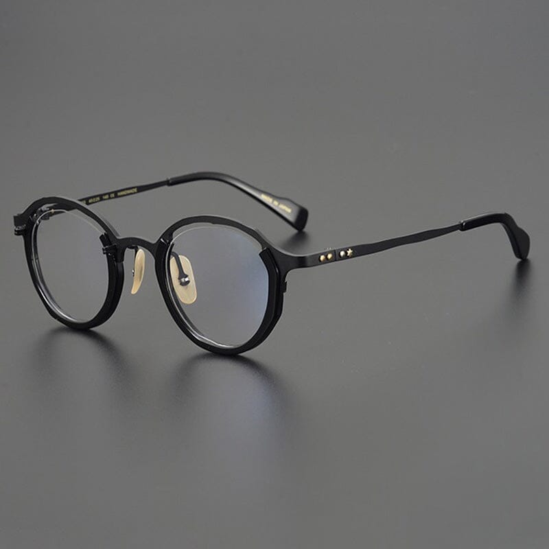 Luther Round Classic Titanium Glasses Frame Round Frames Southood Black 