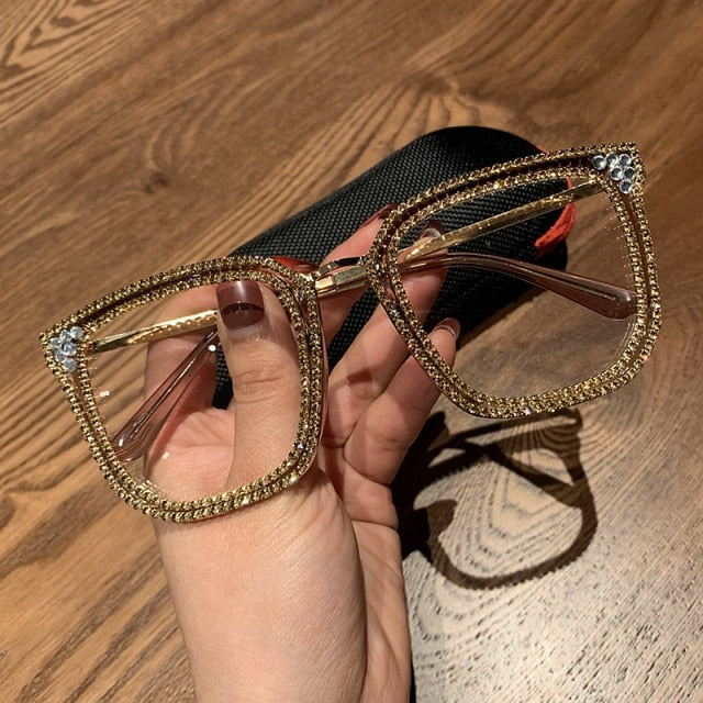 Mamie Vintage Rhinestone Eyewear Cat Eye Frames Mon 1820 Gold 