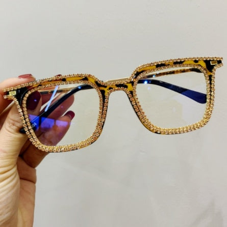 Mamie Vintage Rhinestone Eyewear Cat Eye Frames Mon 1830 Leapard 