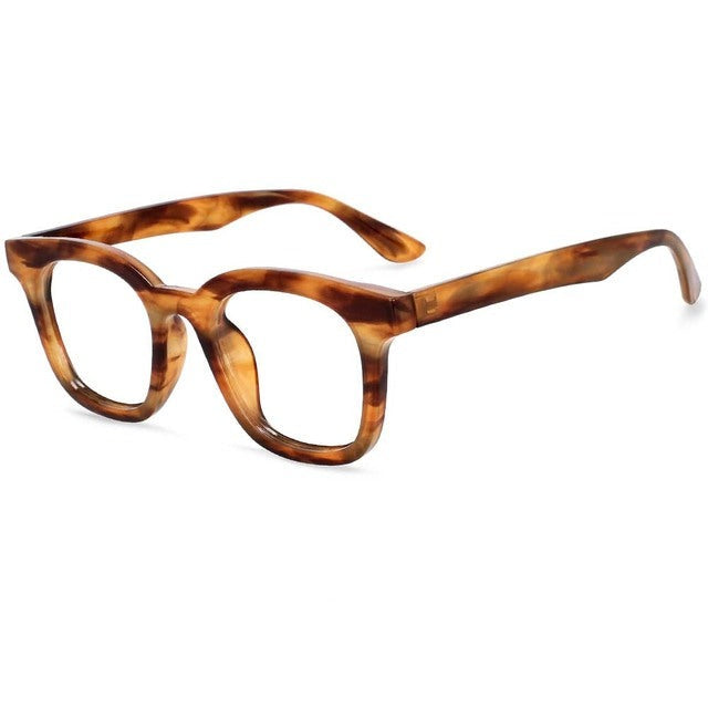 Marcus Retro Square Leopard Glasses Frame Rectangle Frames Southood Amber 