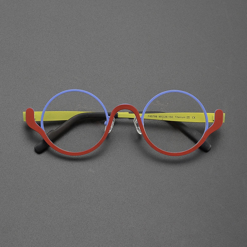 Ollie Small Round Titanium Glasses Frame Round Frames Southood Blue Red 