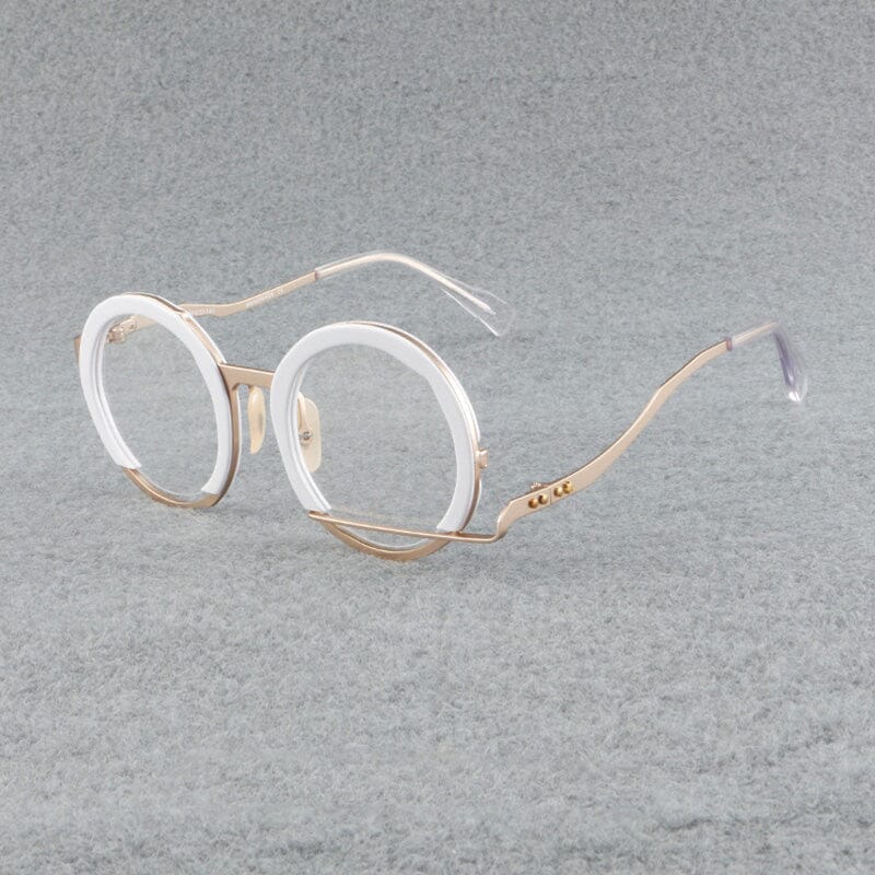 Paddy Retro High-Grade Hand-Made Round Glasses Frames Round Frames Southood White-gold 